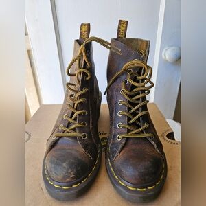 Dr. Martens Brown Combat Moto Boot Heals